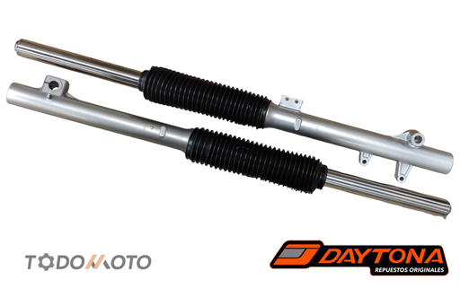 [CB250SC-115] TELESCOPICAS (I-D) SCORPION/BULL/SHARK II PLOMO B/N